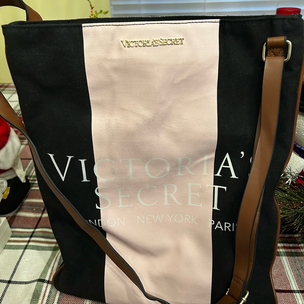 Victoria's Secret Black and Light Pink Tote